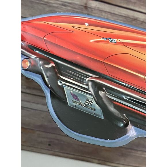 1960’s Red Corvette Car Metal Sign Open Road Brands Garage Decor Hanging 22x 8.5 - Picture 7 of 9